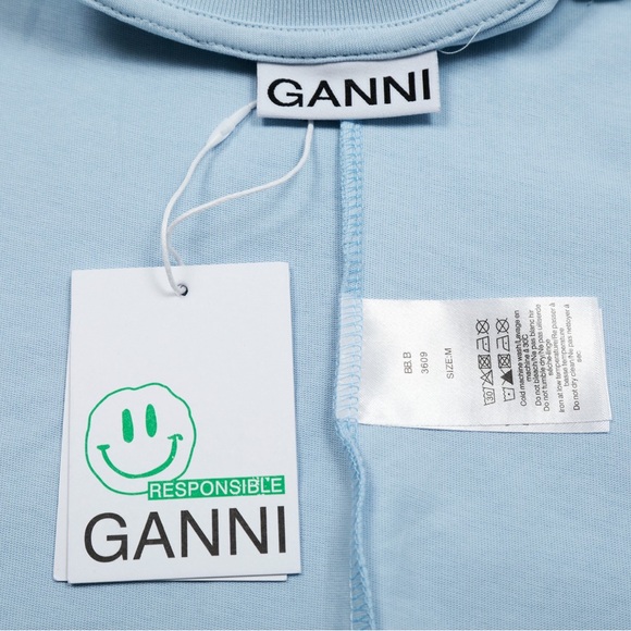 Ganni Sky Blue Short Sleeve Tee - Picture 3 of 5